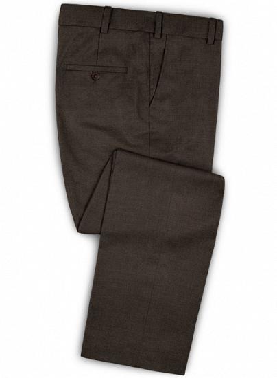 Dark brown wool notched lapel casual suit | two-piece suit_3