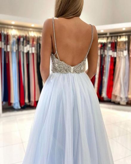 Light Blue Long Sling Simple Evening Dress | Long Prom Dresses Cheap_5