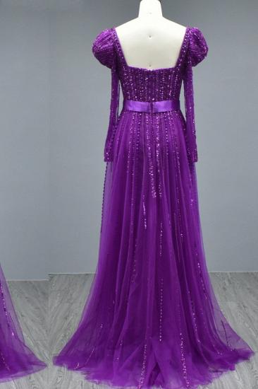 Purple Evening Dresses Long With Sleeves | prom dresses glitter_8