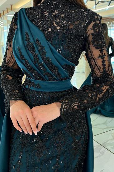 Türkische Abendkleider mit schwarzer Spitze | Abendkleider mit langen Ärmeln_2
