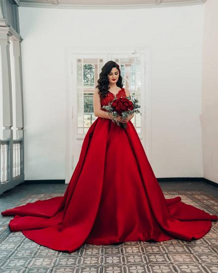Glamorous Red Sweetheart Aline Ball Gown_2