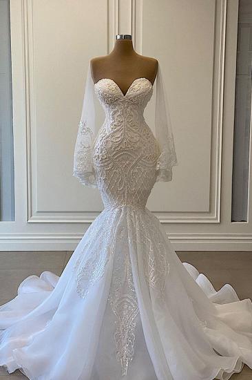 Reizvoller weißer Spitze-Nixe-Hochzeits-Kleid-Schatz