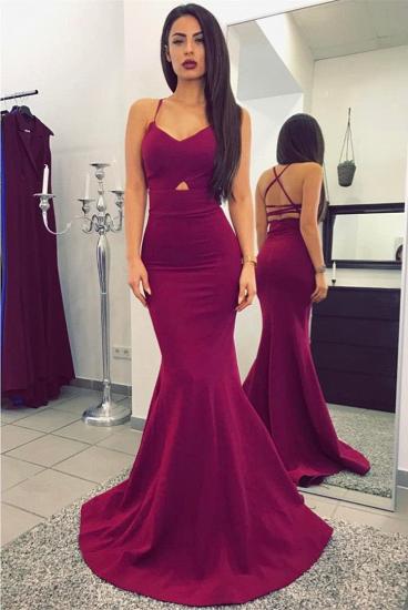 Sexy Mermaid Spaghetti Straps Evening Gowns Open Back Sleeveless Cheap Formal Party Dresses