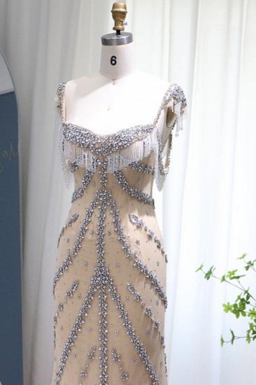 Luxuriöses, herzförmiges, mit Perlen verziertes Meerjungfrau-Partykleid mit Quasten, Dubai-Abendkleid_5