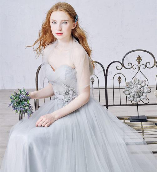 Elegant Sweetheart Grey Tulle Prom Dress New Arrival Floor Length Zipper Formal Occasion Dresses_5