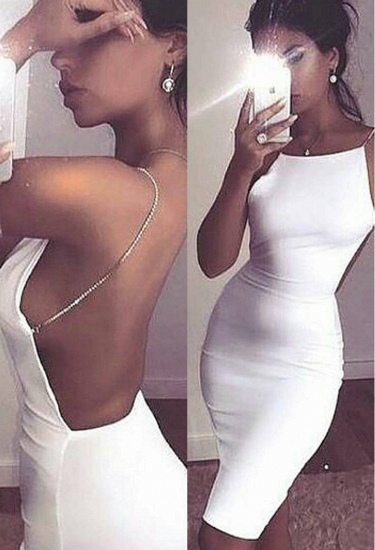 Modern Spaghetti-Strap Short Homecoming Dresses Sleeveless White Backless Cocktail Dress_3