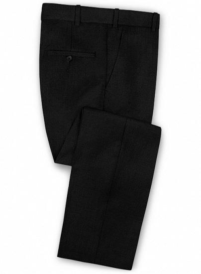 Schwarzer Anzug mit fallendem Revers aus reiner Wolle ｜ Zweiteiliger Anzug_3
