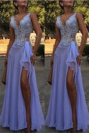 Sexy See Through V-Neck Evening Dresses | A-Line Sleeveless Lace Ball Dress_2