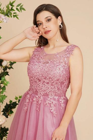 Dusty pink Round neck knee length Tulle homecoming dress_3