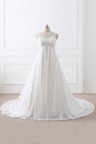 ALIVIA | Elegant A-Line Chiffon Wedding Dresses Straps Appliques Lace-Up Bridal Gowns_7