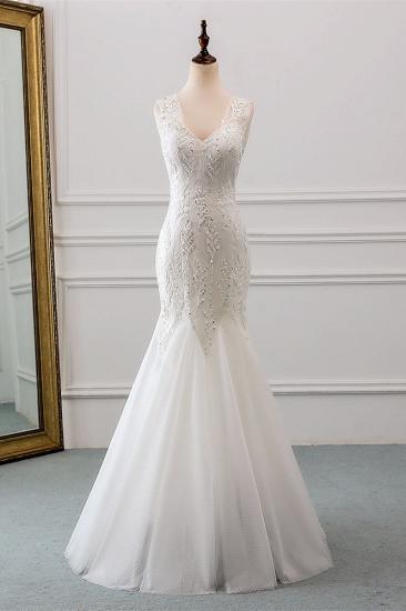 TsClothzone Affordable V-Neck Appliques Mermaid Wedding Dresses with Beadings Online