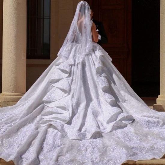 Gorgeous Off Shoulder Princess Ball Gown Bridal Gown with Cathedral Train_3