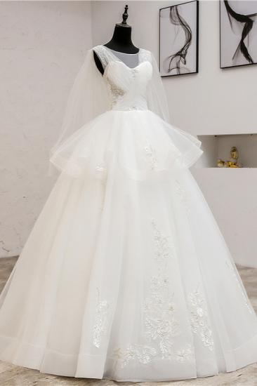 TsClothzone Gorgeous Jewel Sleeveless White Wedding Dress Tulle Appliques Bridal Gowns Online_4