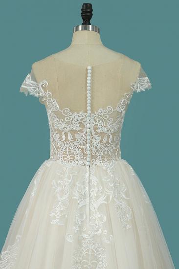 TsClothzone Elegant Jewel Tulle Lace Wedding Dress Sleeveless Appliques Ruffles Bridal Gowns Online_5