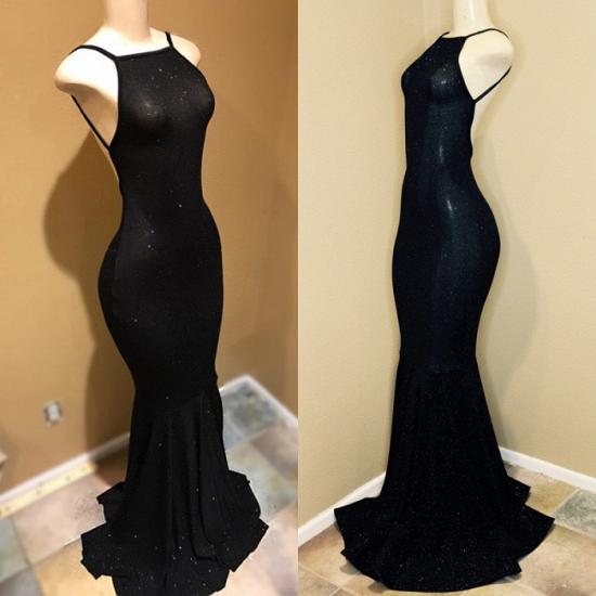 Backless black prom dress, sequins evening gowns BA9013_4