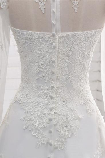 TsClothzone Modest Jewel White Tüll Brautkleid mit langen Ärmeln Applikationen A-Linie Brautkleider im Angebot_8