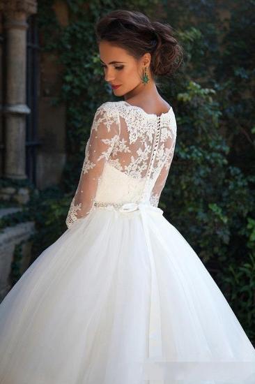 Princess Lace Half Sleeves Elegant 2022 Ball Gown Wedding Dresses_2