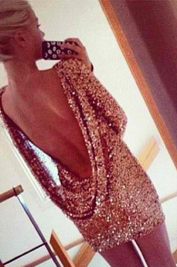 Sexy Mini Sequined Long Sleeve Homecoming Dresses Open Back Popular Fitted Custom Made Popular Evening Dresses_4