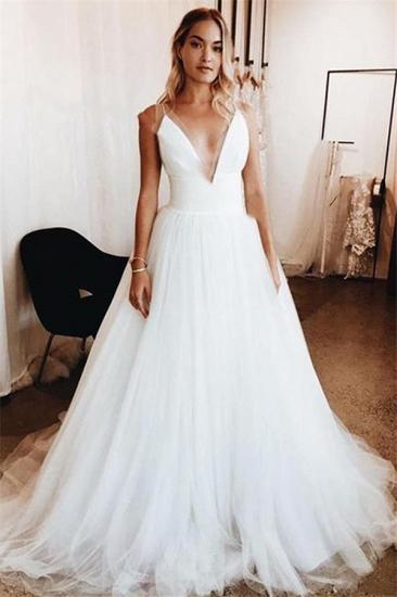 Straps V-neck Sexy Sleeveless Summer Wedding Dresses 2022 | Puffy Tulle Cheap Outdoor Bridal Dress