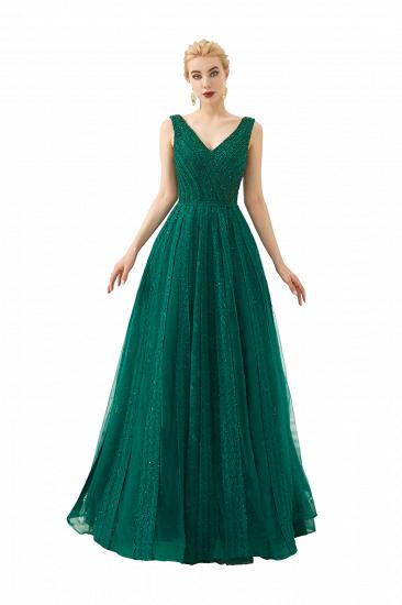 Harriet | Glänzendes Smaragdgrün Sexy Abendkleid mit V-Ausschnitt und Princess-Linie und tiefem Rücken und Falten_10