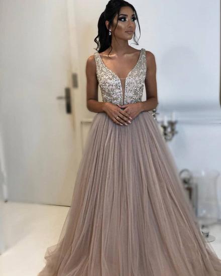 Elegant A-line Sleeveless Applique Tulle Evening Dresses_2