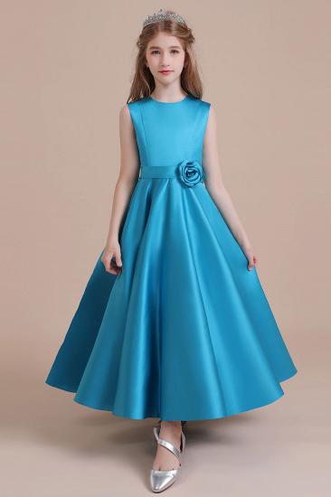 Modest Satin A-line Flower Girl Dress | Awesome Sleeveless Little Girls Pegeant Dress Online