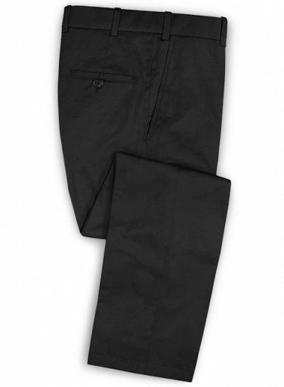 Stretch-Anzug aus reiner schwarzer Feder-Baumwollleinwand ｜ Zweiteiliger Anzug_3