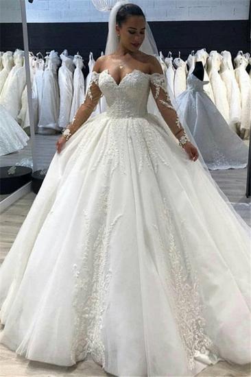 Elegant Ball Gown Sweetheart Long Sleeves Tulle Wedding Dresses