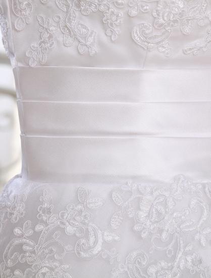Half Sleeves Jewel Tulle Lace Knee-Length Ruffles Wedding Dresses_8