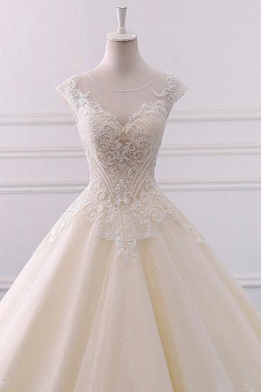 TsClothzone Gorgeous Jewel Lace Appliques Wedding Dress Sleeveless Beadings Bridal Gowns with Sequins Online_4