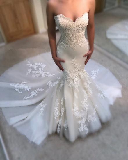 Sweetheart Mermaid Wedding Dress Online | Sexy Strapless Lace Bridal Gowns_3