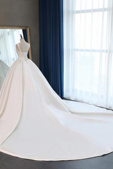 TsClothzone Elegantes Ballkleid mit Trägern, eckigem Ausschnitt, Brautkleid, Rüschen, ärmellose Brautkleider online_5