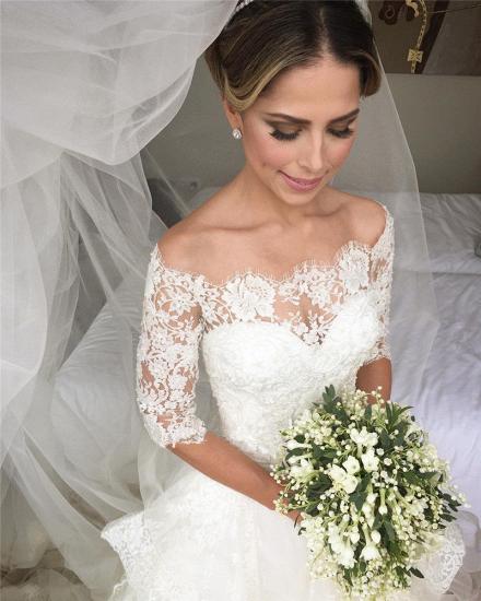 Gorgeous Lace Half Sleeve 2022 Wedding Dresses Ruffles Organza Bridal Dresses_3