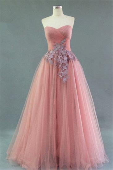 Sweetheart Ruffles Appliques Cute Evening Dresses Elegant Floor Length Prom Dresses_2
