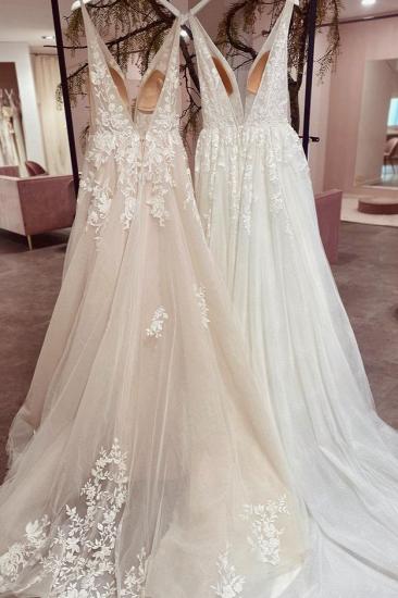 Beautiful v neckline lace Wedding dresses_3