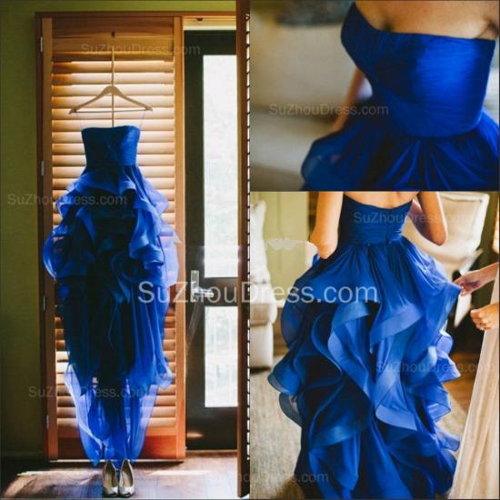 Sweetheart Royal Blue Cheap Wedding Dress Organza Puffy Hot Sale Brideal Dress for Beach Wedding_2