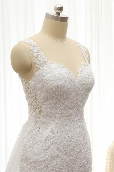 TsClothzone Glamouröses, trägerloses Schatz-Spitzen-Meerjungfrau-Hochzeitskleid, weiße Tüllapplikationen, Brautkleider Online_6