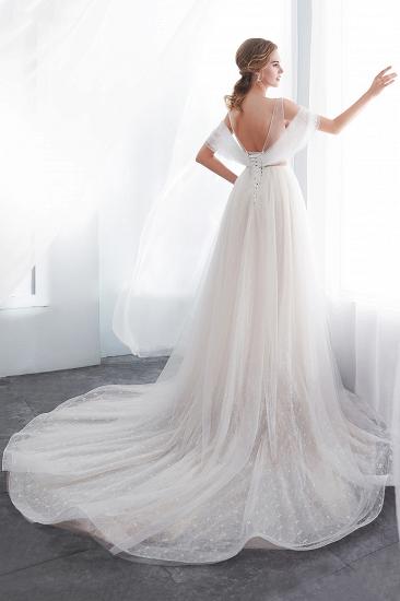 NANCY | A-line Sleeveless Floor Length Lace Ivory Wedding Dresses_8