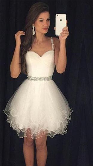 Cheap Homecoming Dress 2022 Straps Beading Puffy Organza Party Dress with Crystal Belt