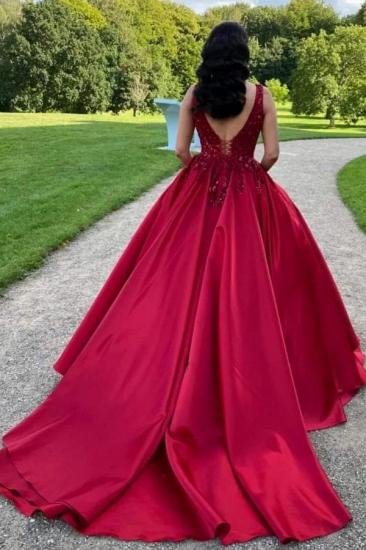Prinzessin Brautkleider Rot | Brautkleider aus Satin mit Spitze_2