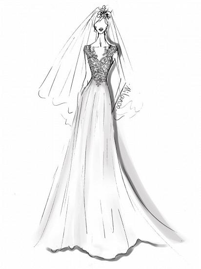 Elegant A-Line Chiffon White Lace Sweetheart Wedding Dresses_3