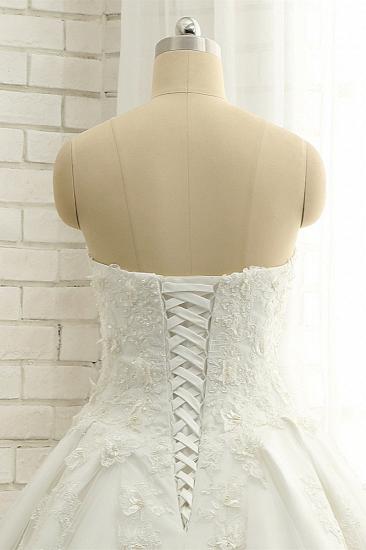 TsClothzone Glamorous Sweetheart A-Linie Tüll Brautkleider mit Applikationen Weiße Rüschen Spitze Brautkleider Online_6