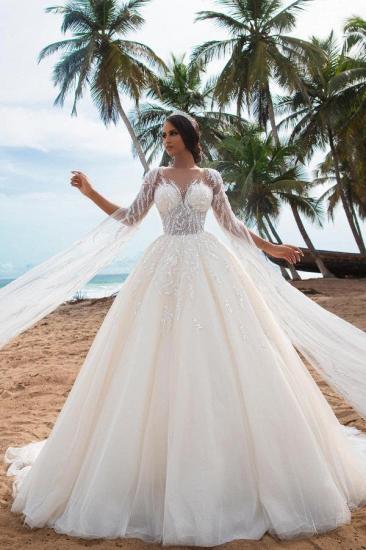 Designer wedding dresses A line | Glitter wedding dresses with sleeves_1