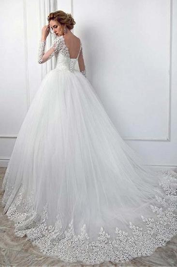 Elegant White Long Sleeve Tulle Bridal Dress Lace Applique Erin Wedding Dress_2