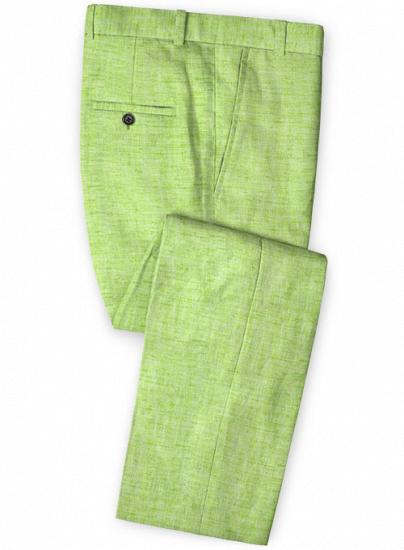 Frischer und modischer Anzug aus grasgrünem Leinen_3