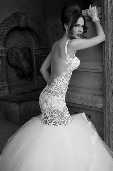 New Style Mermaid Tulle Wedding Dresses 2022 Lace Open Back Sleeveless Bridal Gowns_2