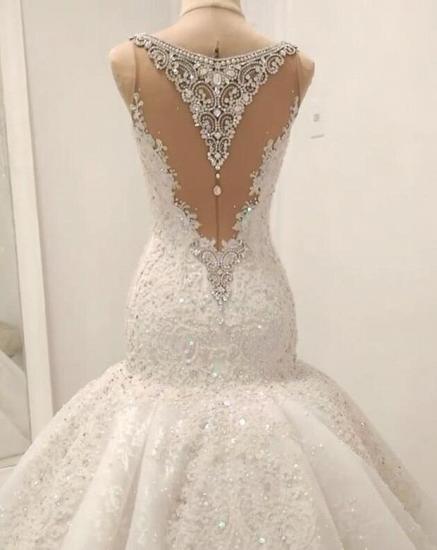 Cap Sleeves Sparkle Diamond Fit and Flare Wedding Dresses Online_3
