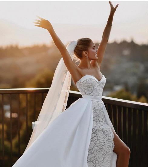 Glamorous Sweetheart Sleevless Bridal Dress with Long Detachable Train_3
