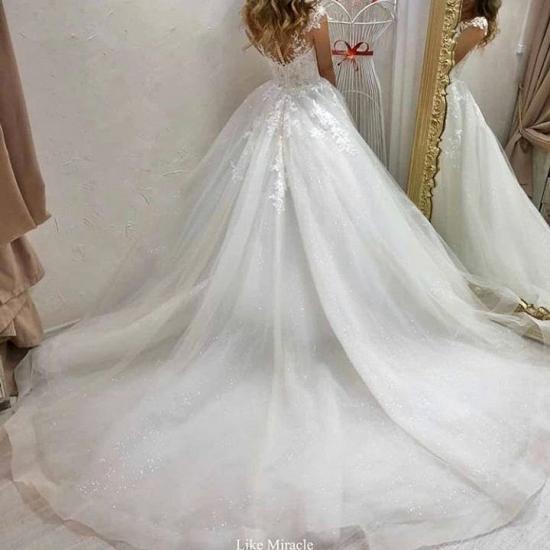 Stylish Tulle Lace Garden Wedding Dress Off Shoulder_2