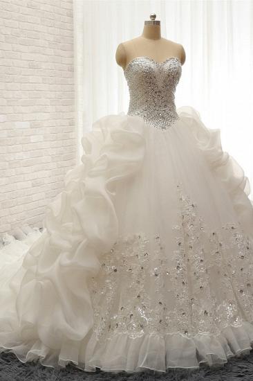 TsClothzone Glamorous Sweetheart White Pailletten Brautkleider mit Applikationen Tüll Rüschen Brautkleider Online_4